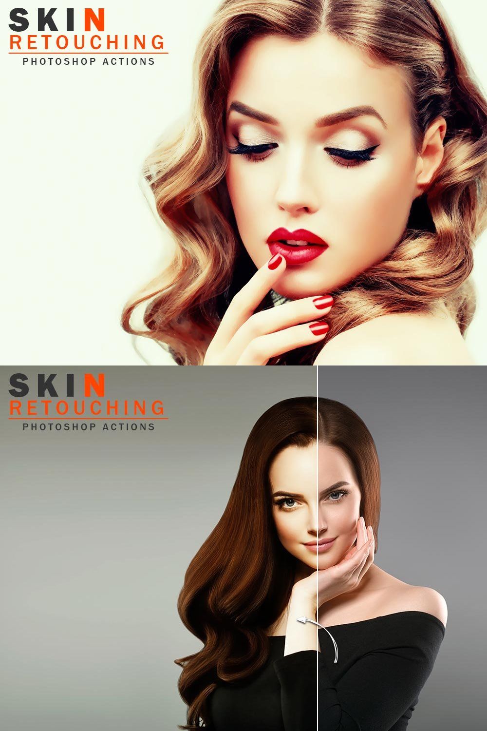 Skin  Retouching Photoshop Actions pinterest preview image.