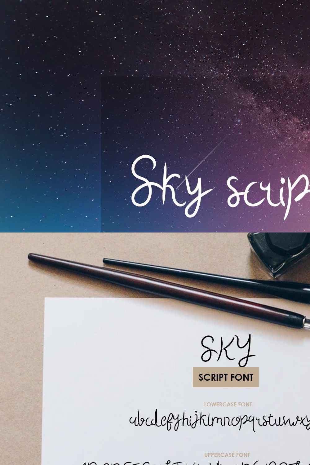 Sky Script Font pinterest preview image.
