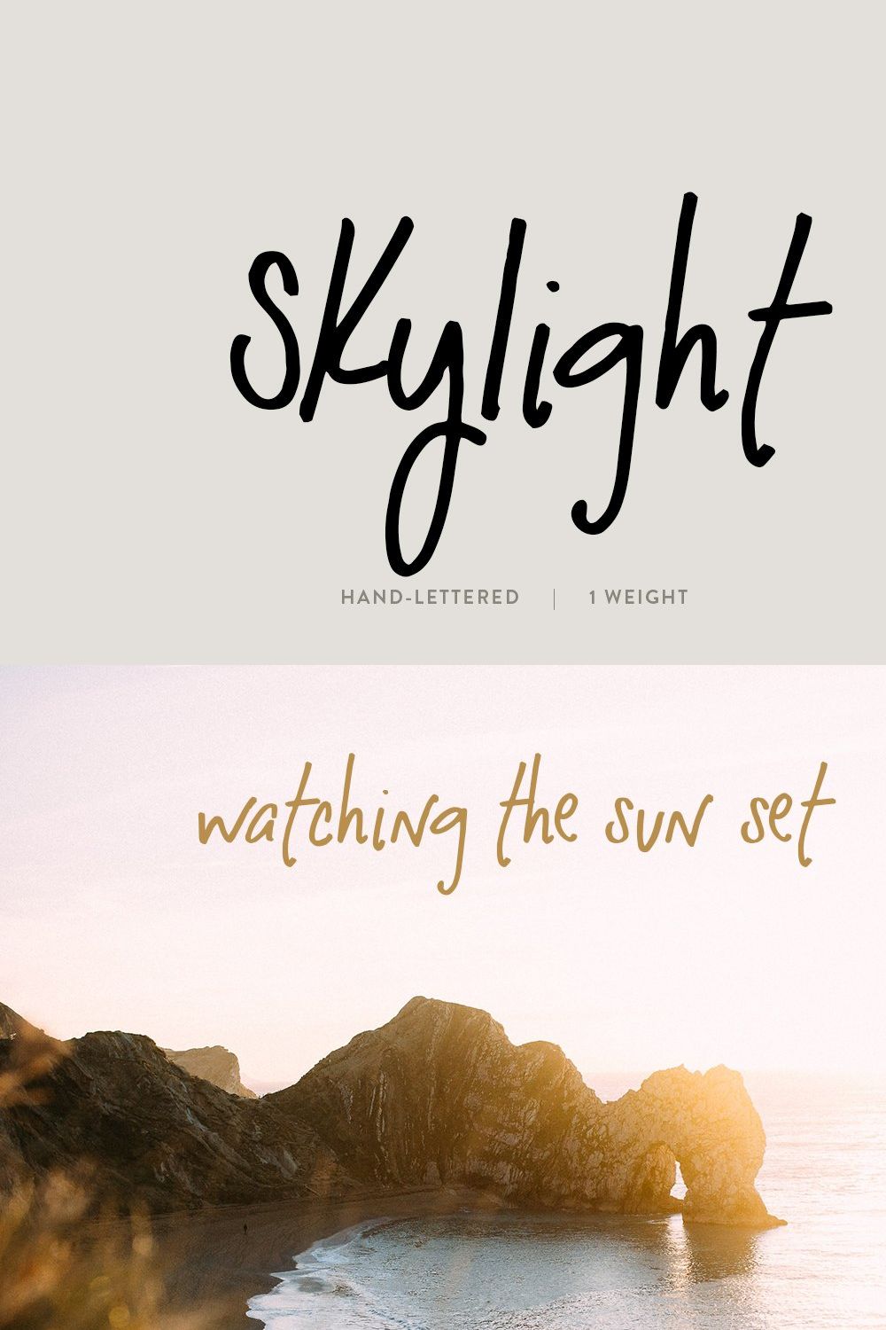 Skylight / hand lettered font pinterest preview image.