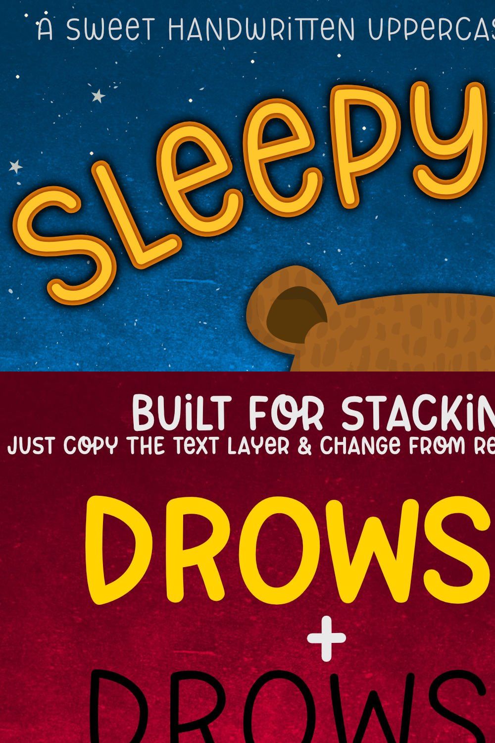 Sleepy Bear: a fun cute font pair! pinterest preview image.