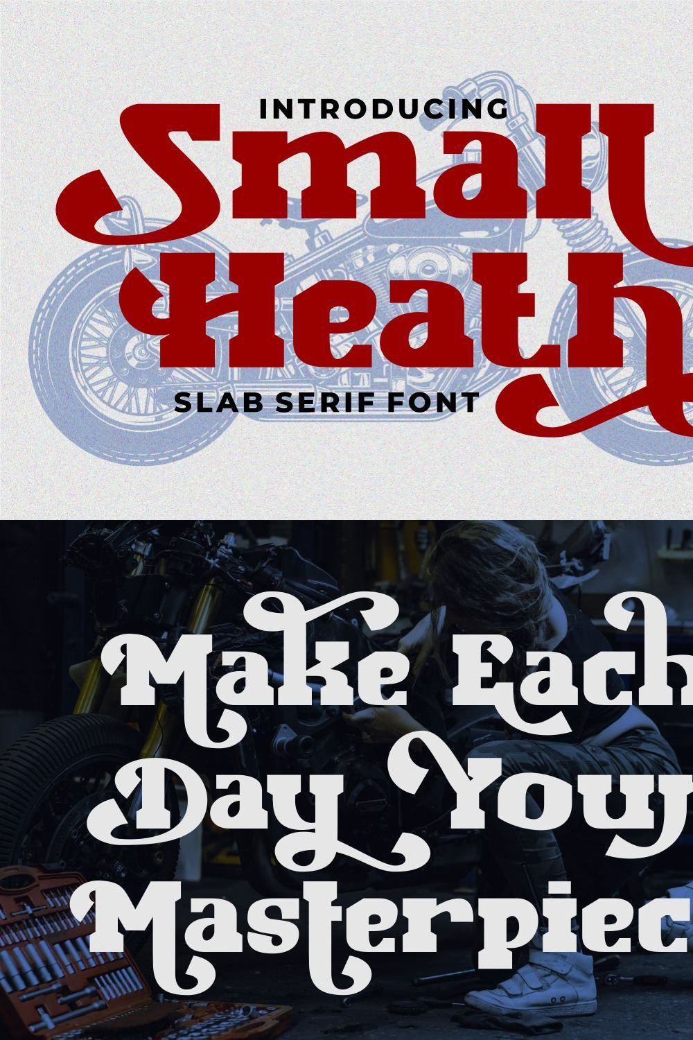 Small Heath - Classic Slab Serif Fon pinterest preview image.