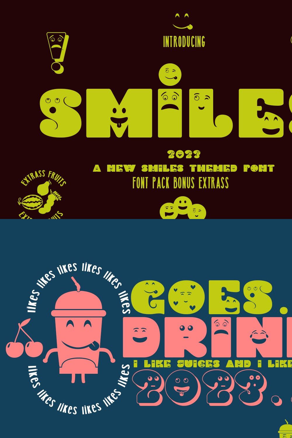 Smiles font family pinterest preview image.
