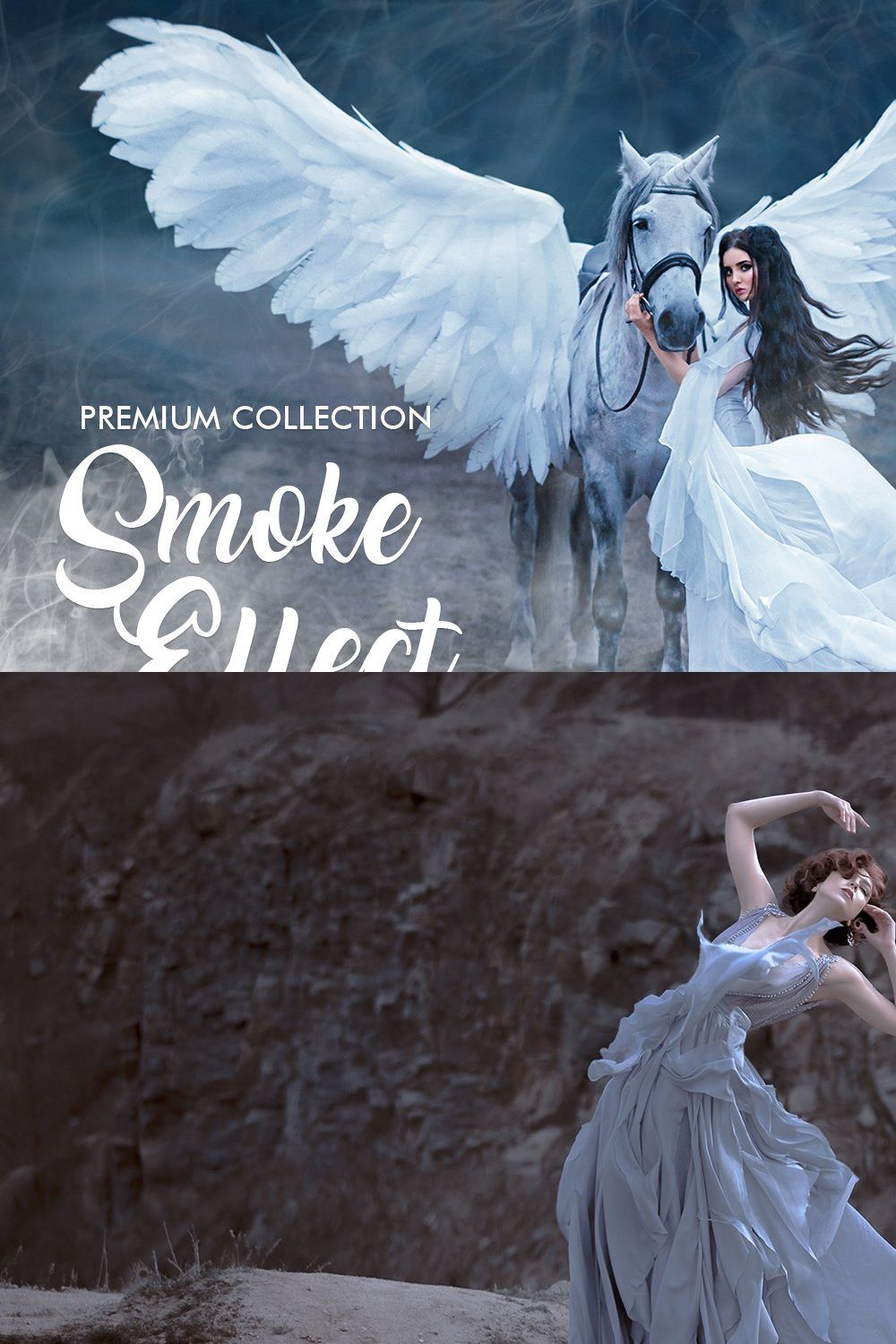 Smoke effect Photoshop Overlays pinterest preview image.