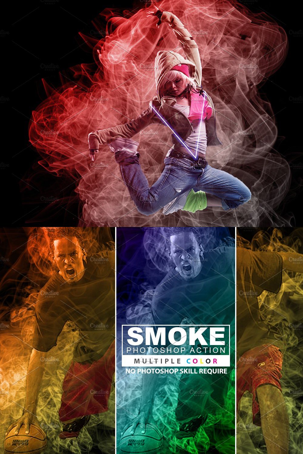 Smoke Photoshop Action pinterest preview image.