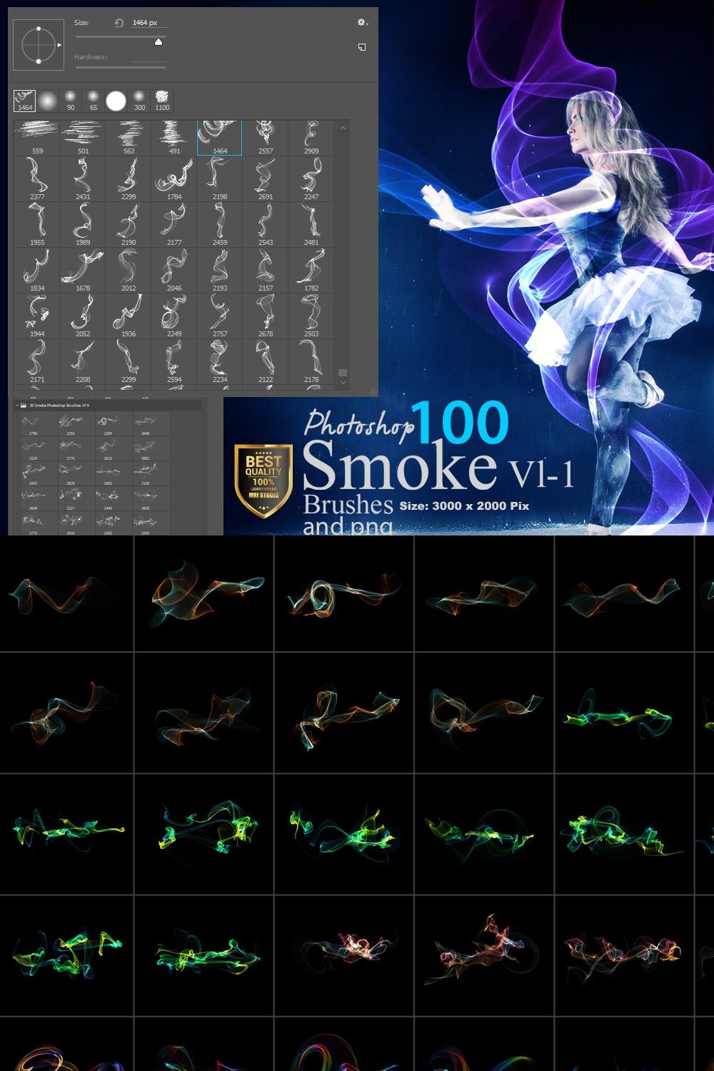 Smoke Photoshop Brushes pinterest preview image.