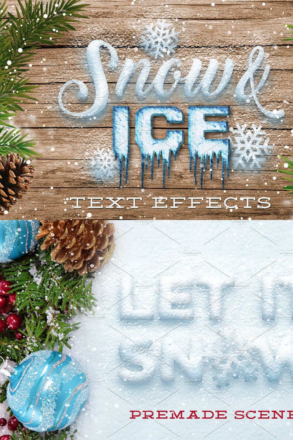 Snow & Ice Text Effects pinterest preview image.