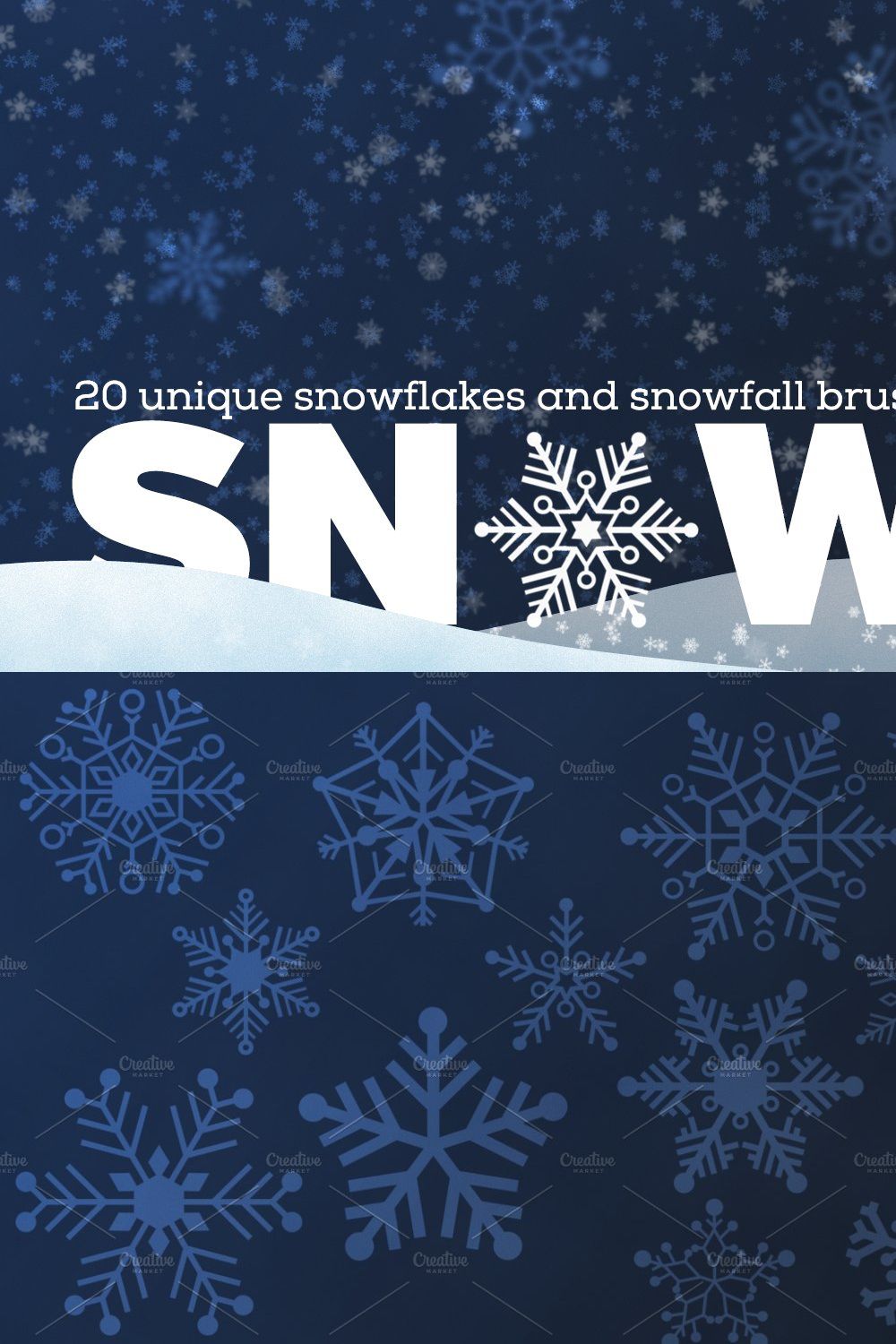 Snowflake Brushes pinterest preview image.
