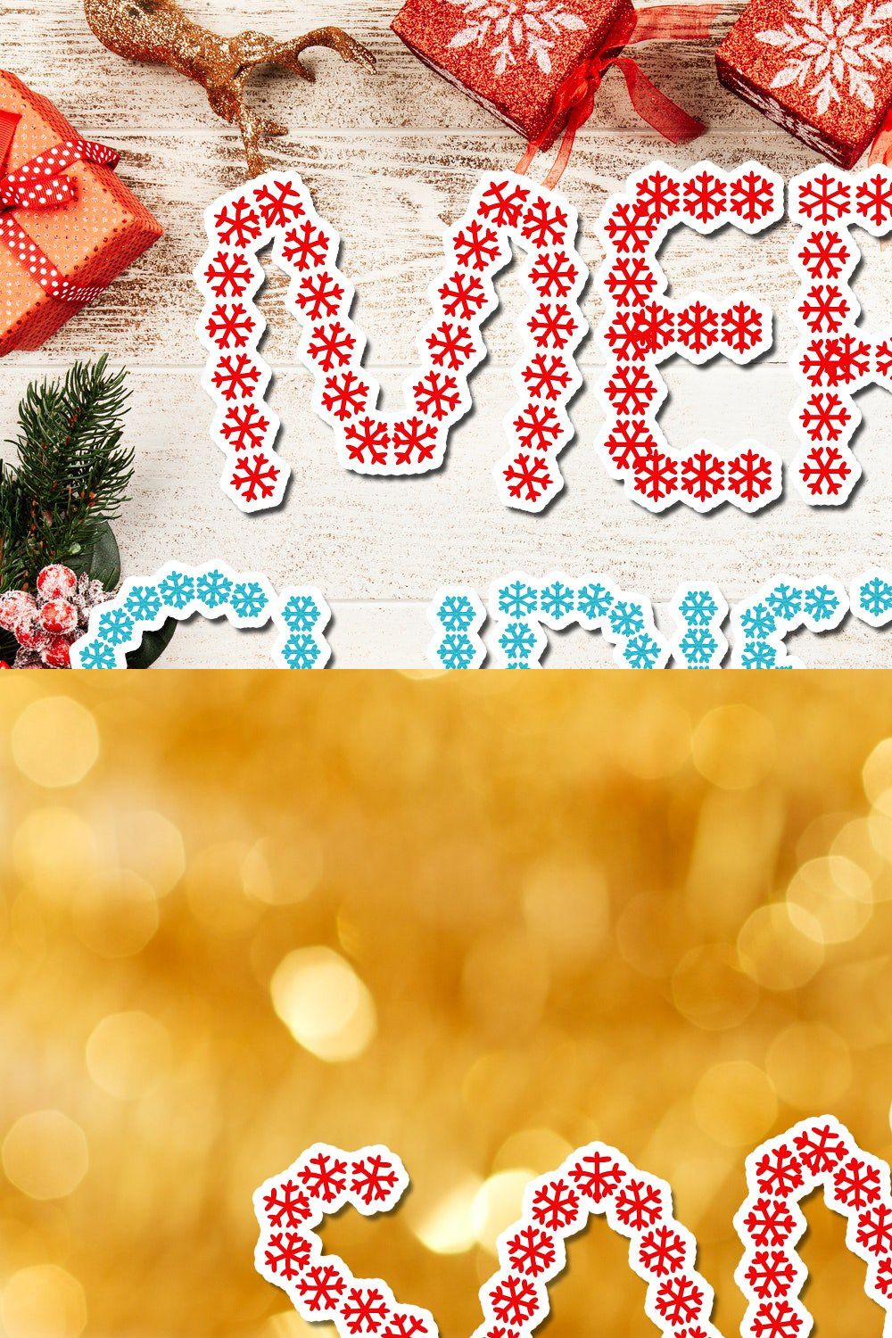 Snowflakes Christmas Font pinterest preview image.
