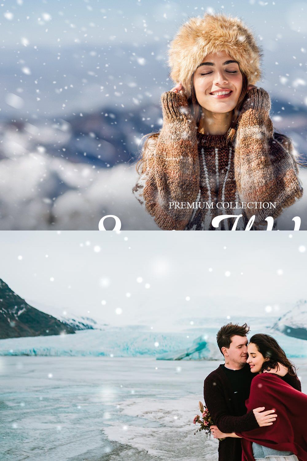 Snowy Holidays Presets for Lightroom pinterest preview image.