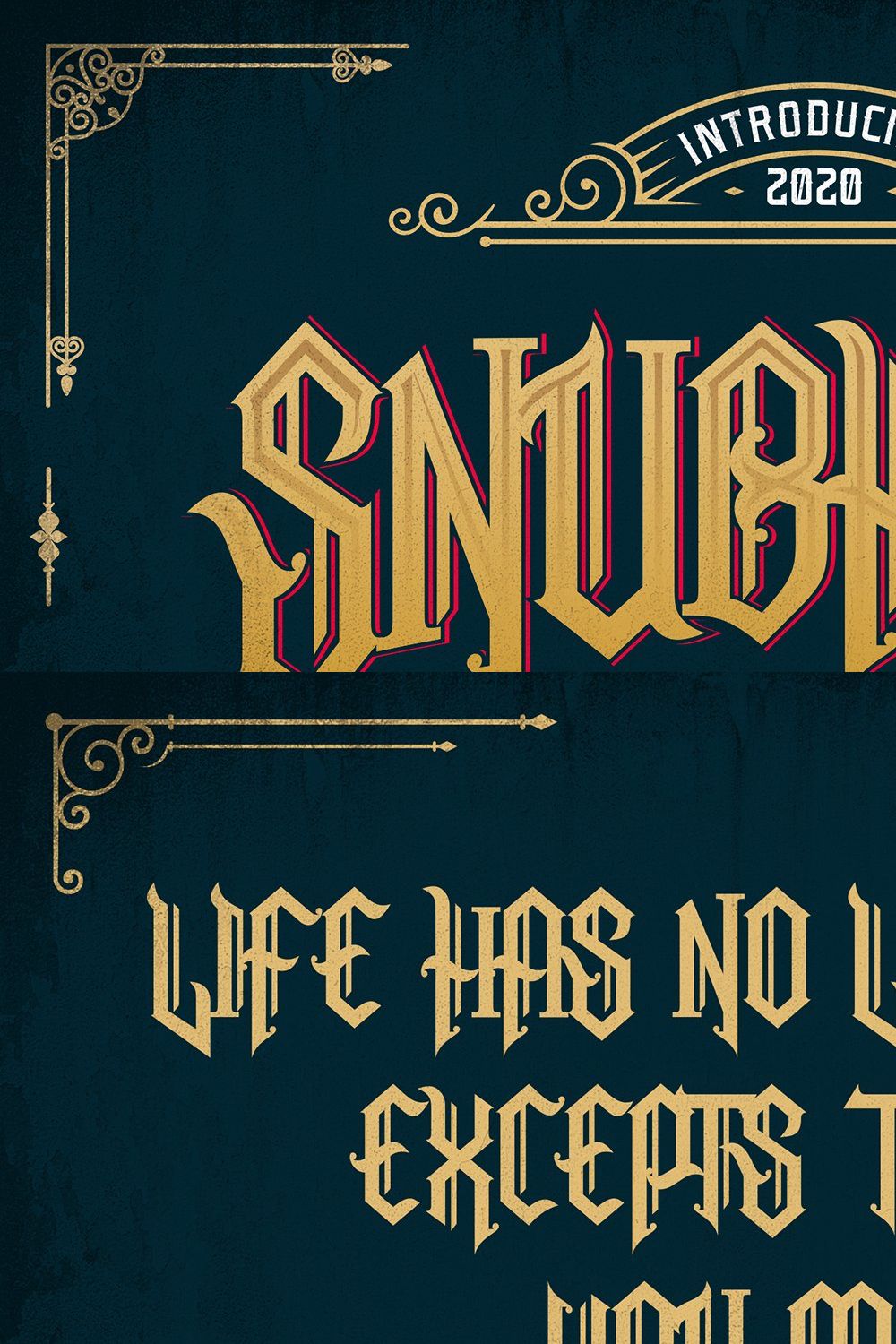 Snubhore - Gothic Typeface pinterest preview image.