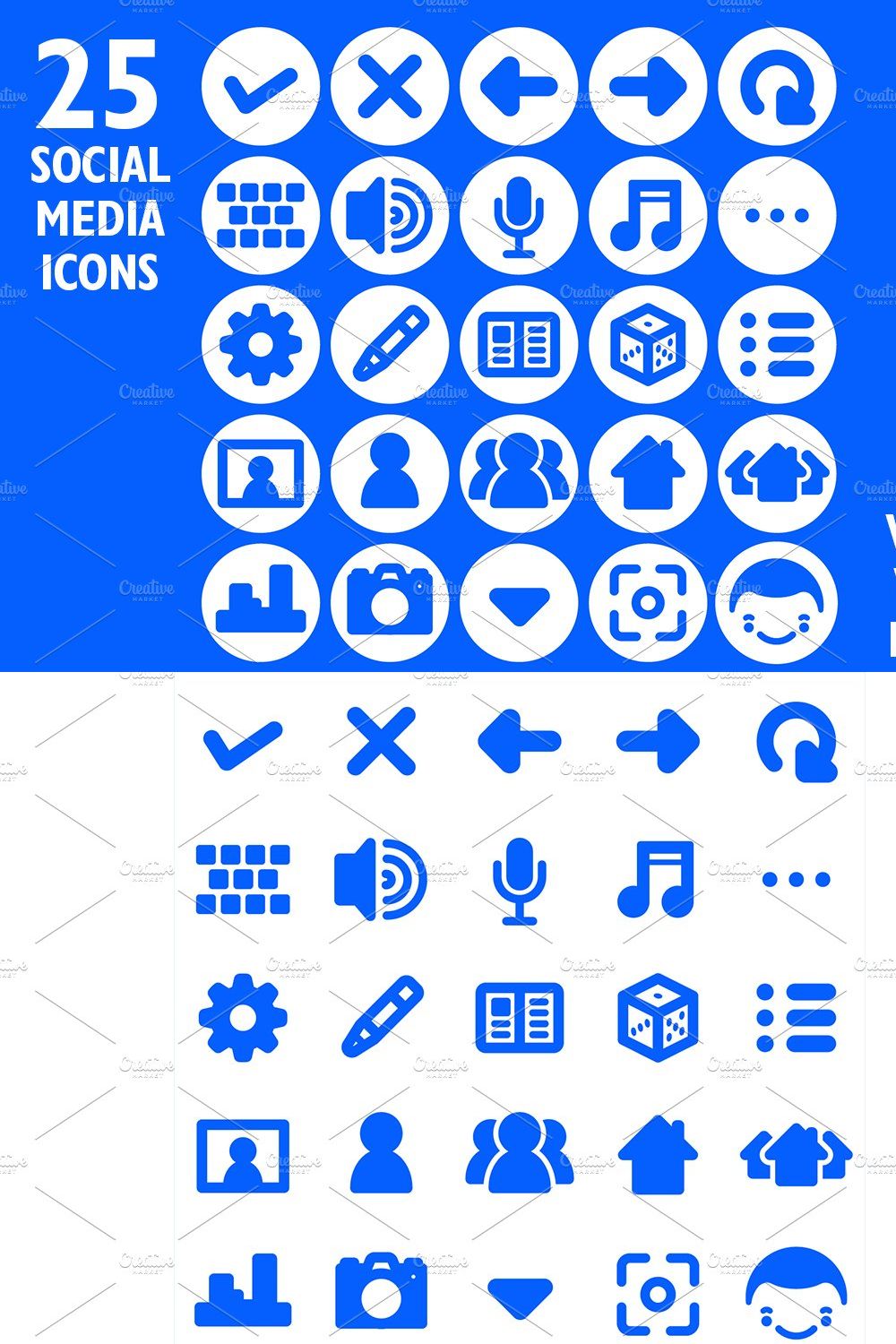 Social Media App Icon Set & Web Font pinterest preview image.