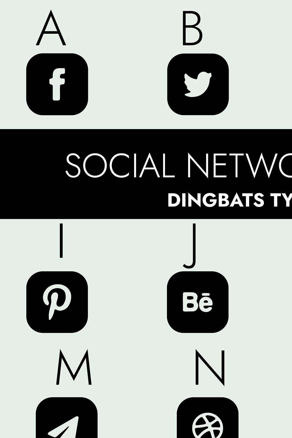 Social Networks Icons Dingbats Font pinterest preview image.