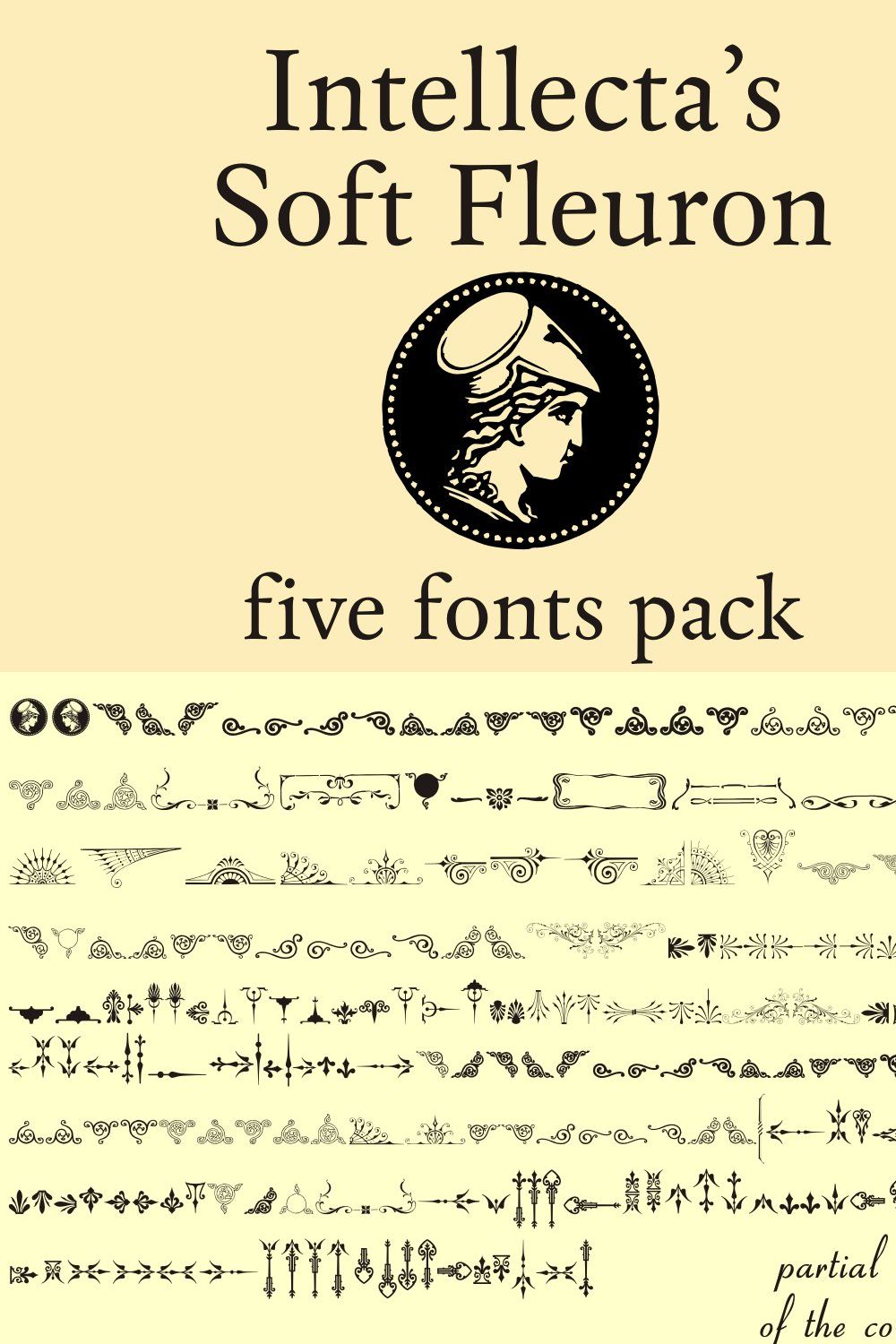 Soft Fleurons Pack - five fonts pinterest preview image.