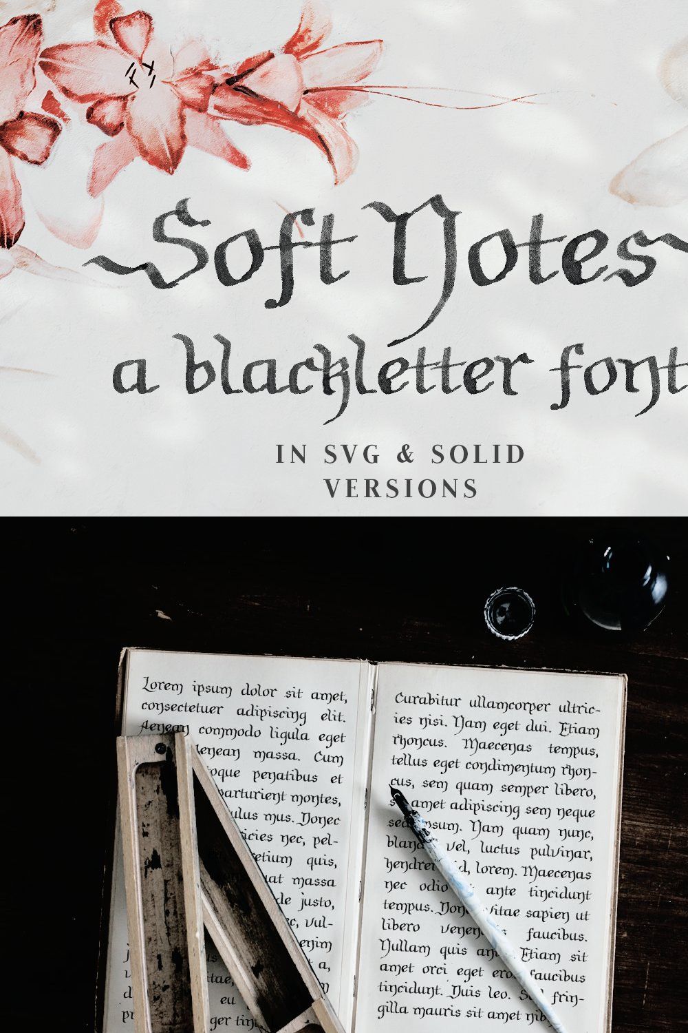 Soft Notes SVG blackletter font pinterest preview image.