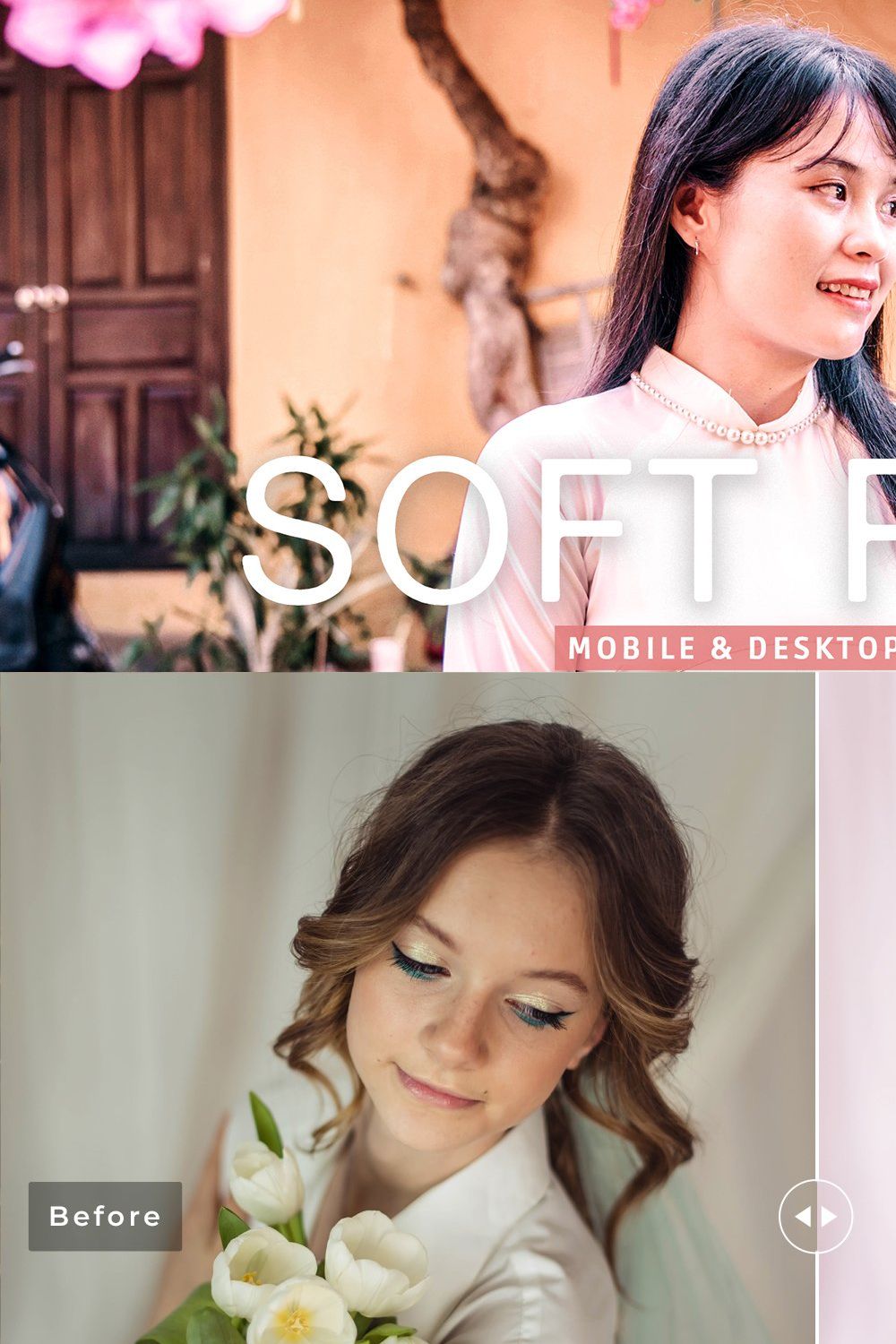 Soft Rose Pro Lightroom Presets pinterest preview image.