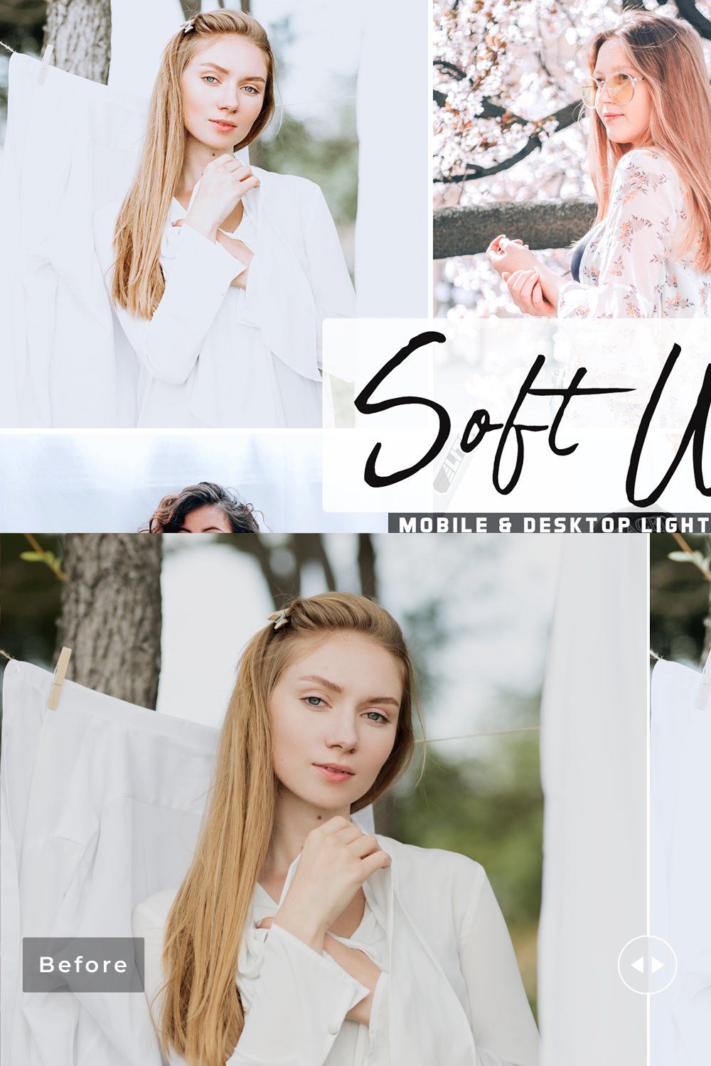 Soft White Pro Lightroom Presets pinterest preview image.