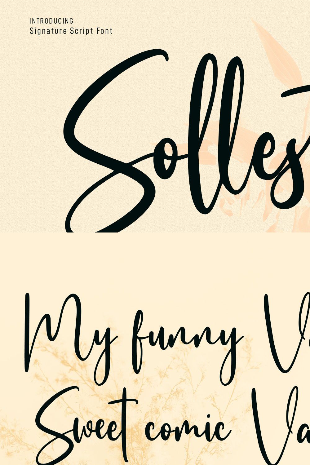 Sollesty Script Font pinterest preview image.