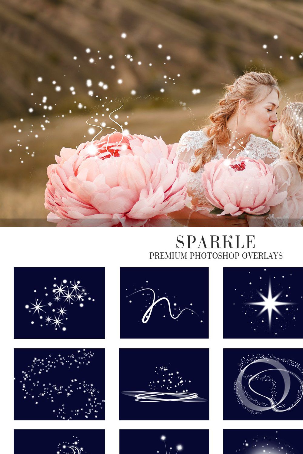 Sparkle Overlays Photoshop pinterest preview image.