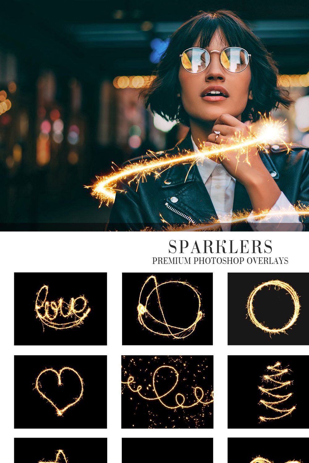 Sparklers Overlays Photoshop pinterest preview image.