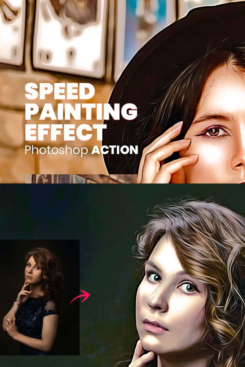 Speed Painting Photoshop Action pinterest preview image.