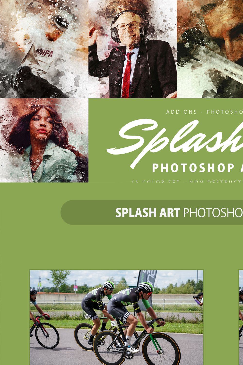 Splash Art Photoshop Action pinterest preview image.