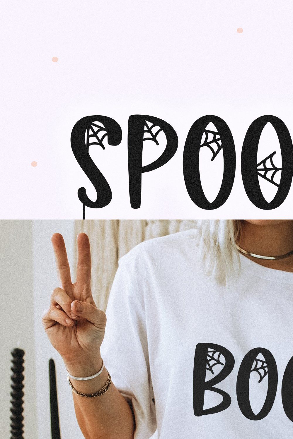 Spooked | Halloween Spider Web Font pinterest preview image.