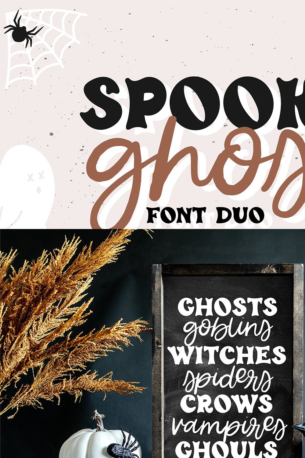 Spooky Ghost Halloween Font Duo pinterest preview image.