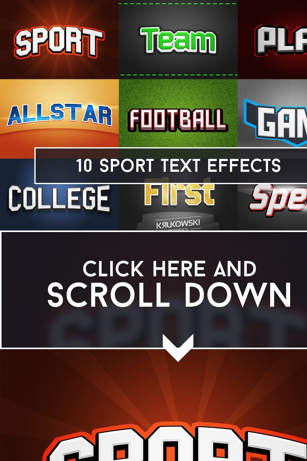 Sport Text Effects Mockup pinterest preview image.