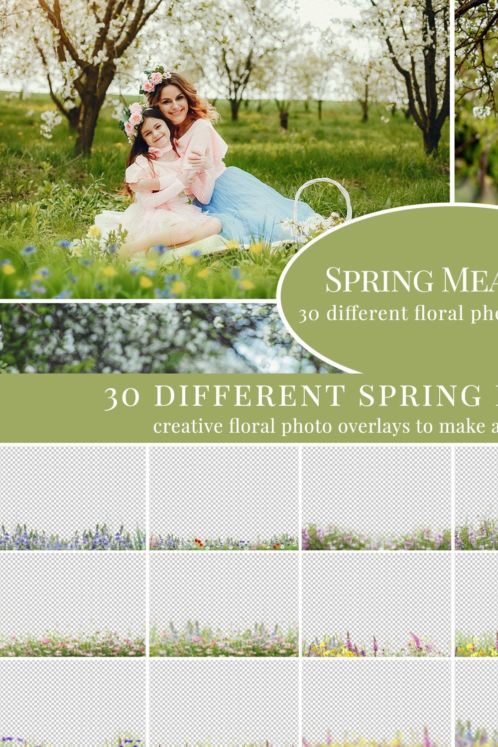 Spring Meadow photo overlays pinterest preview image.