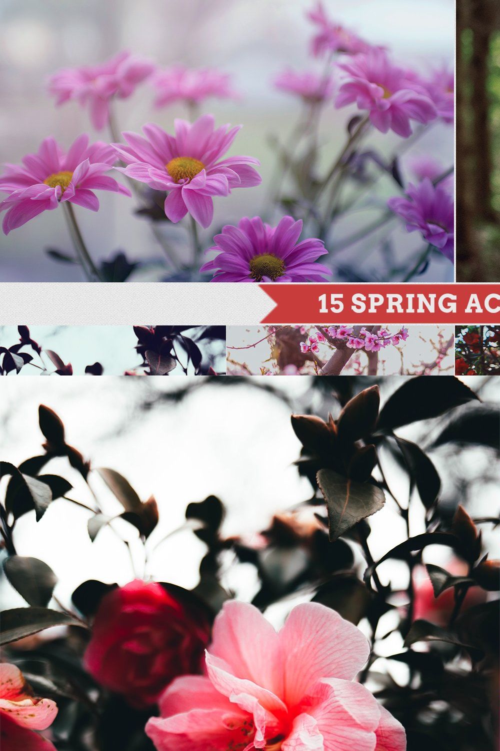 Spring Photoshop Actions pinterest preview image.