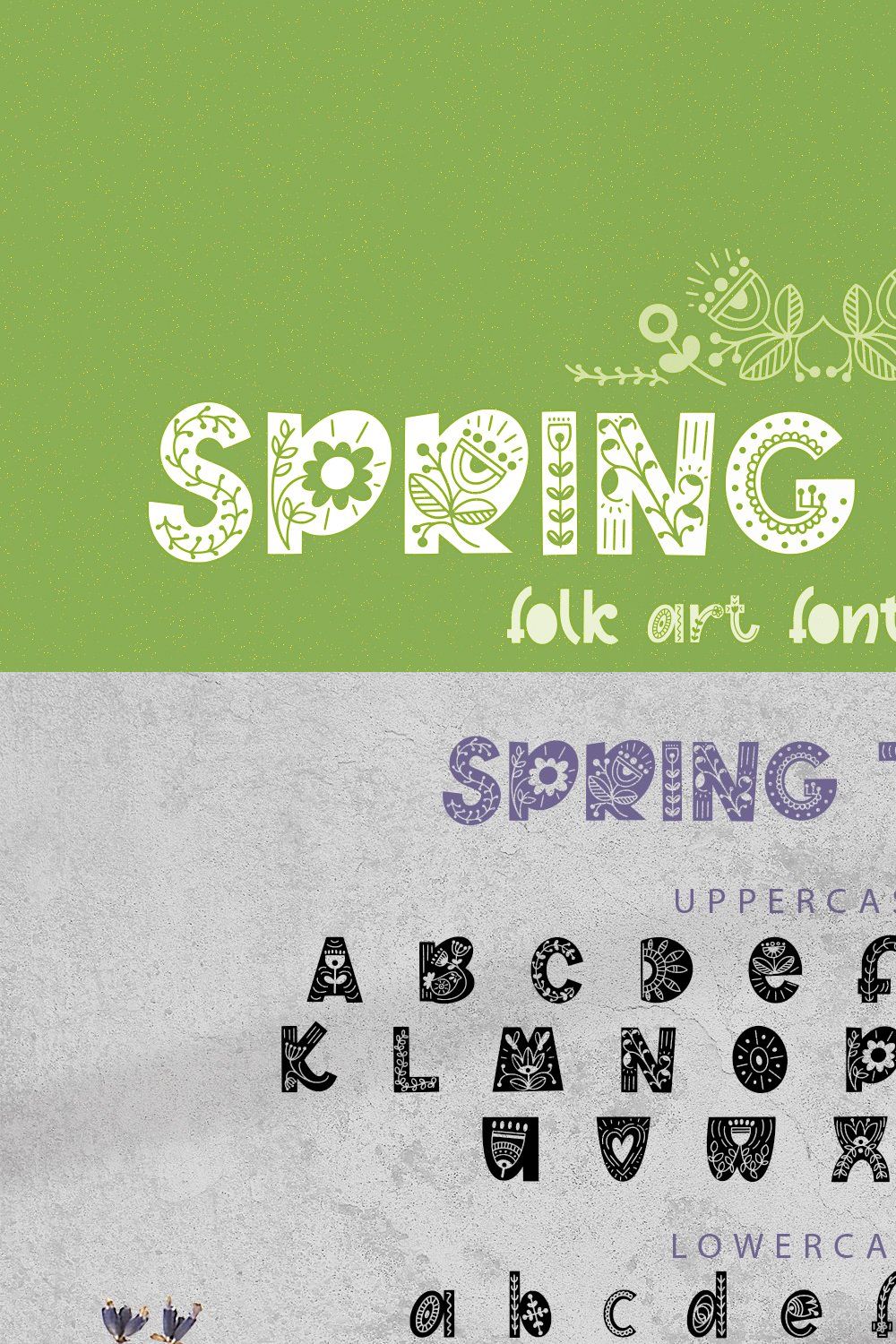 Spring Tales | Folk Art Font pinterest preview image.