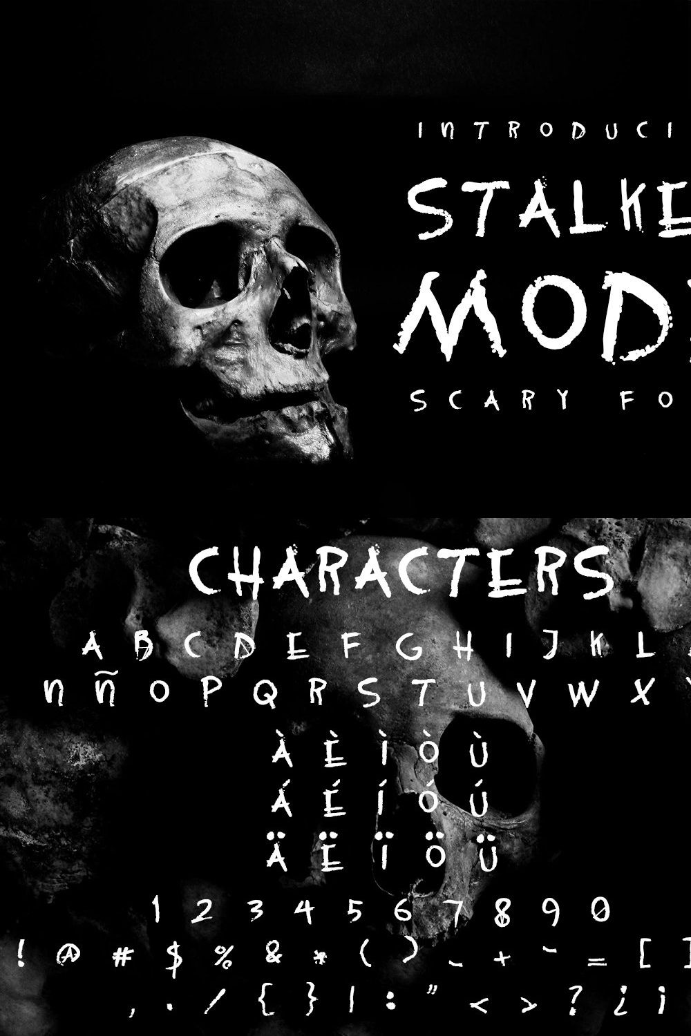 Stalker mode - Scary font pinterest preview image.