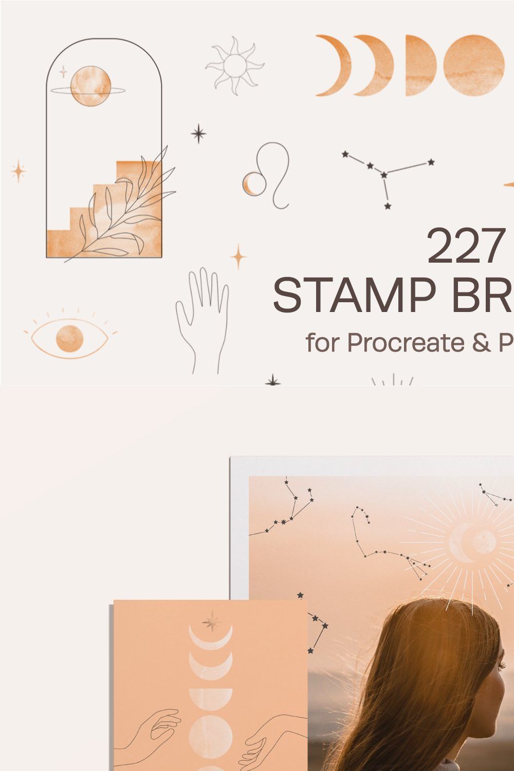 Stamp Brushes Procreate & Photoshop pinterest preview image.