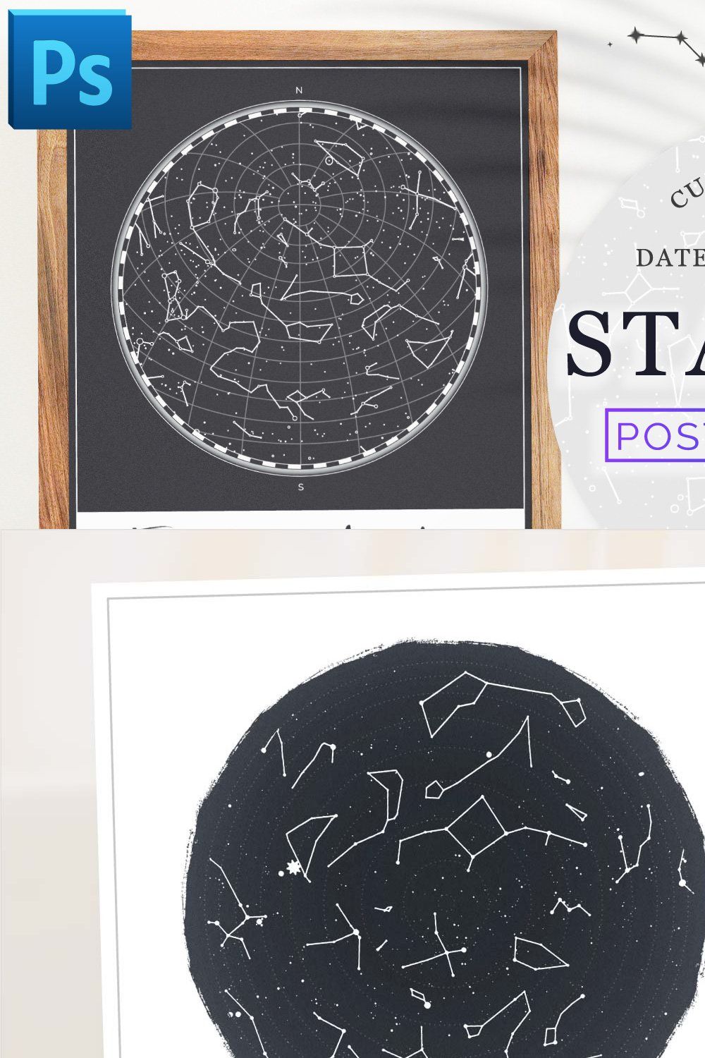 Star Map Poster Creator, Minimal pinterest preview image.