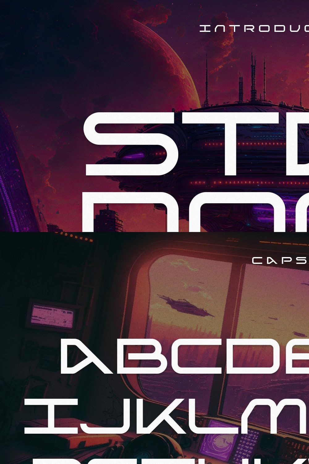 Stardock - Futuristic Typeface pinterest preview image.