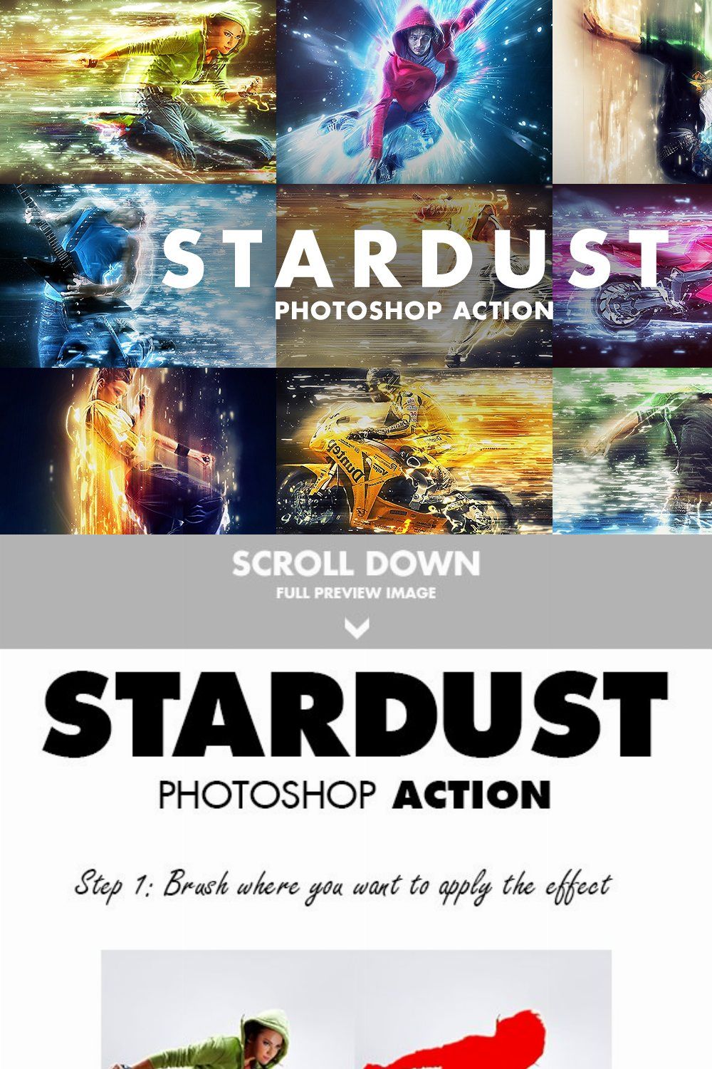 Stardust Photoshop Action pinterest preview image.