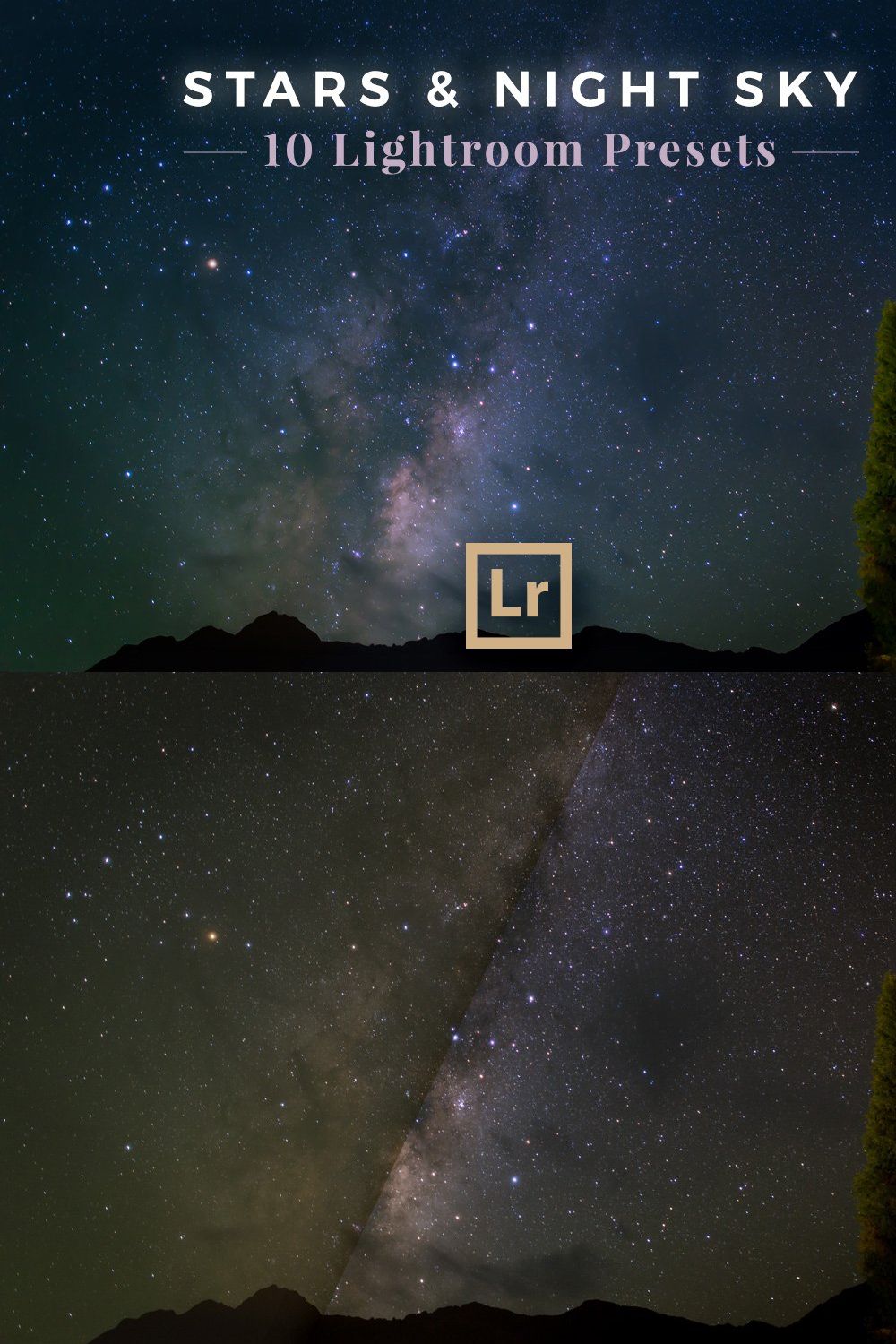 Stars & Night Sky Lightroom Presets pinterest preview image.