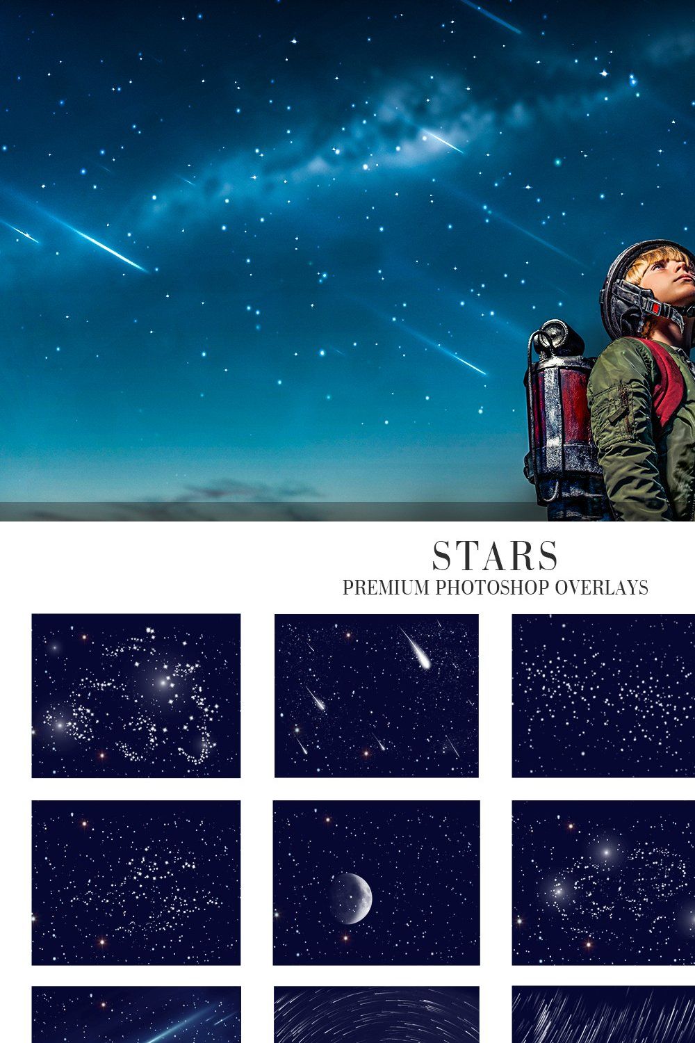 Stars Overlays Photoshop pinterest preview image.
