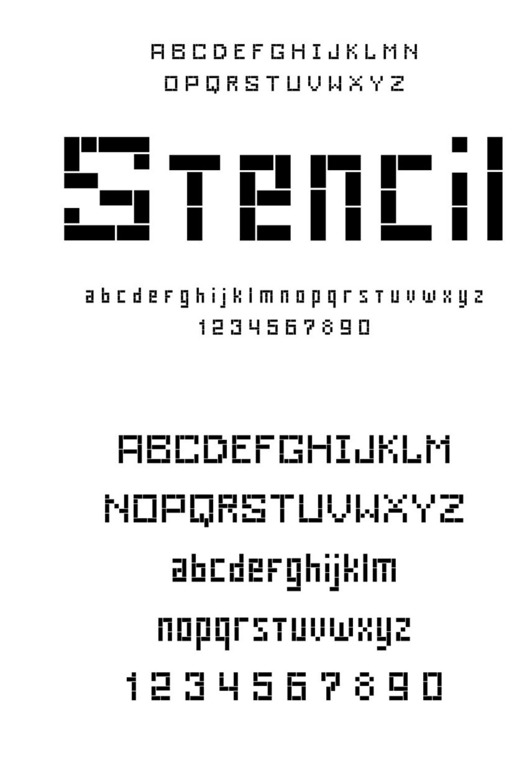 Stencil Font pinterest preview image.