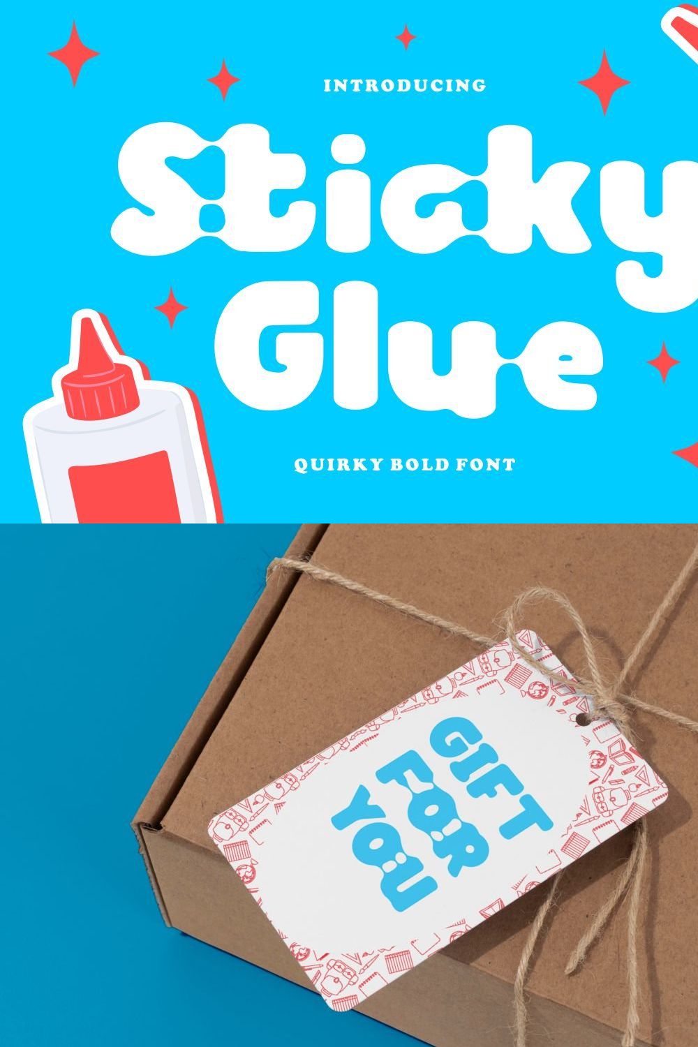 Sticky Glue - Quirky Bold Font pinterest preview image.