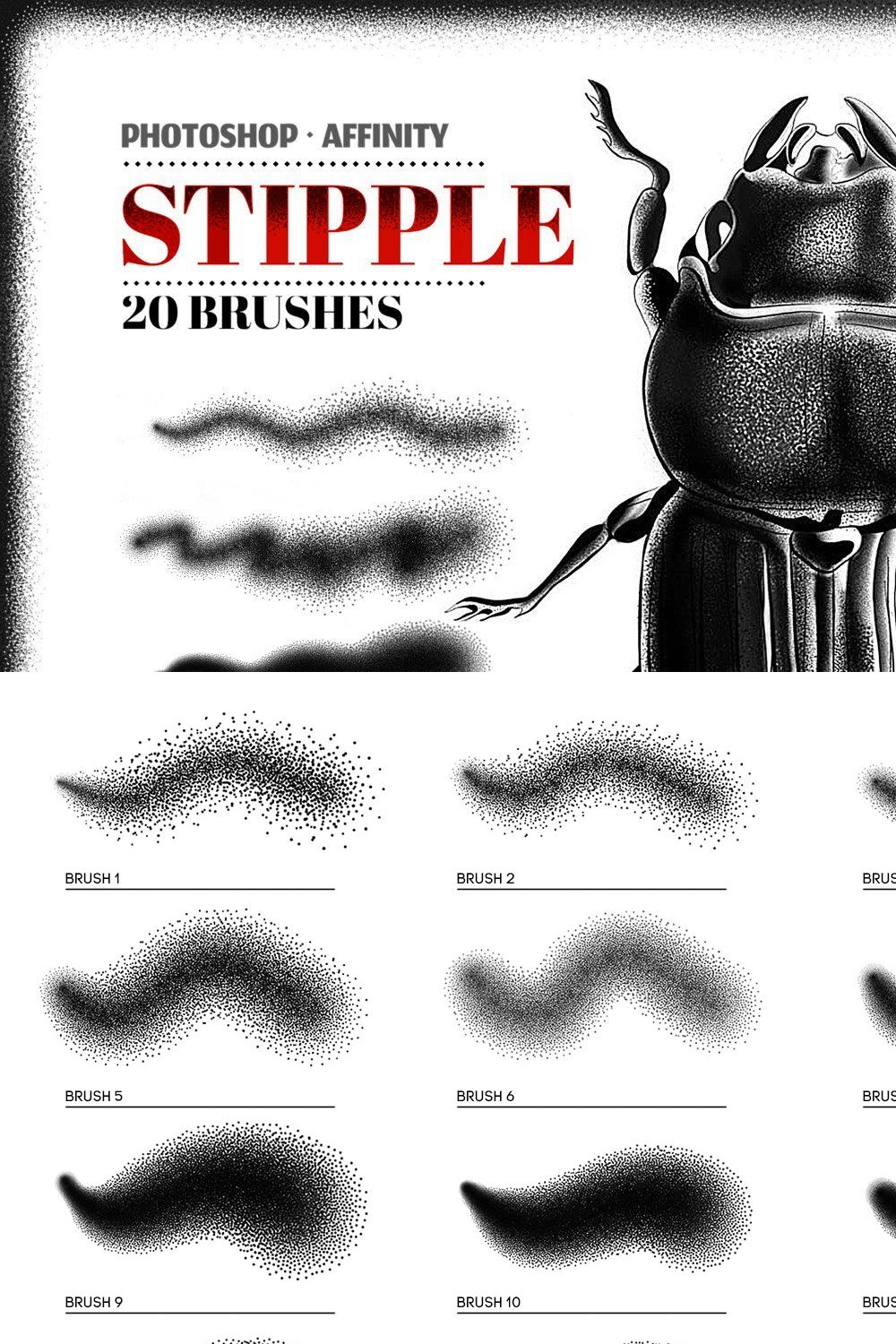 Stipple Photoshop Brushes pinterest preview image.