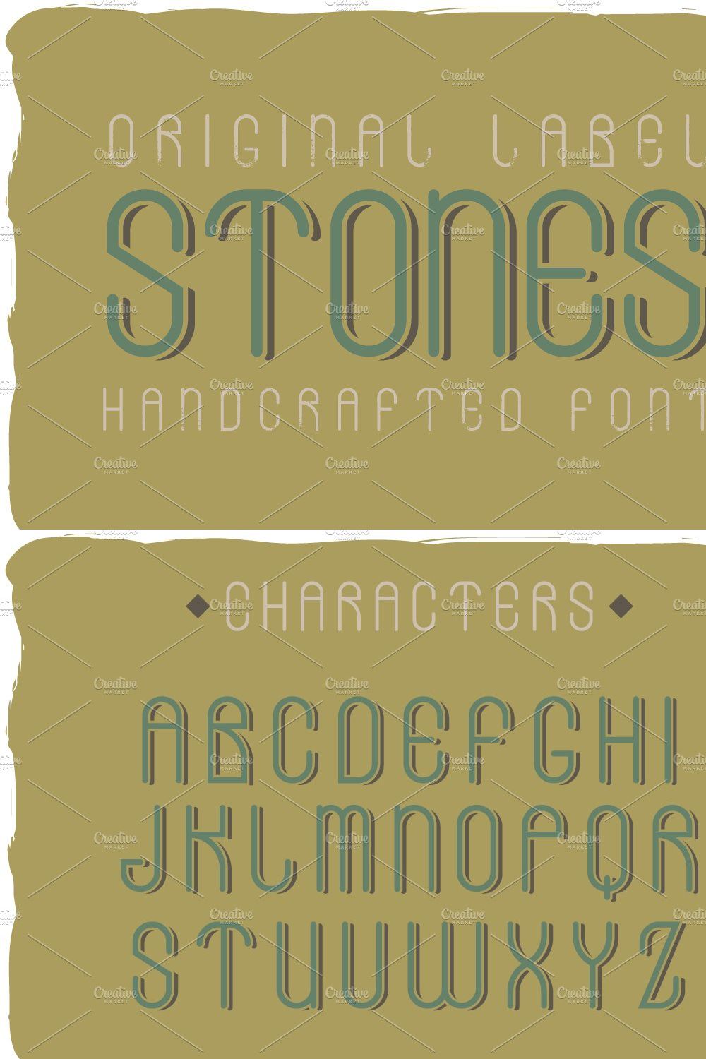 Stones font + bonus label pinterest preview image.