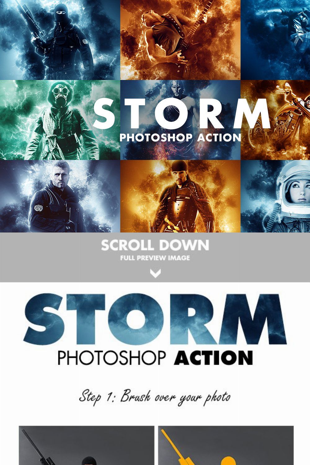 Storm Photoshop Action pinterest preview image.