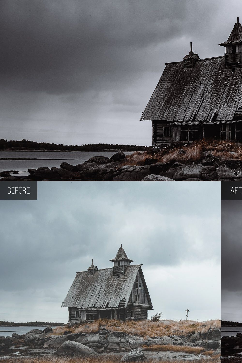 Stormy Mood Lightroom Presets pinterest preview image.