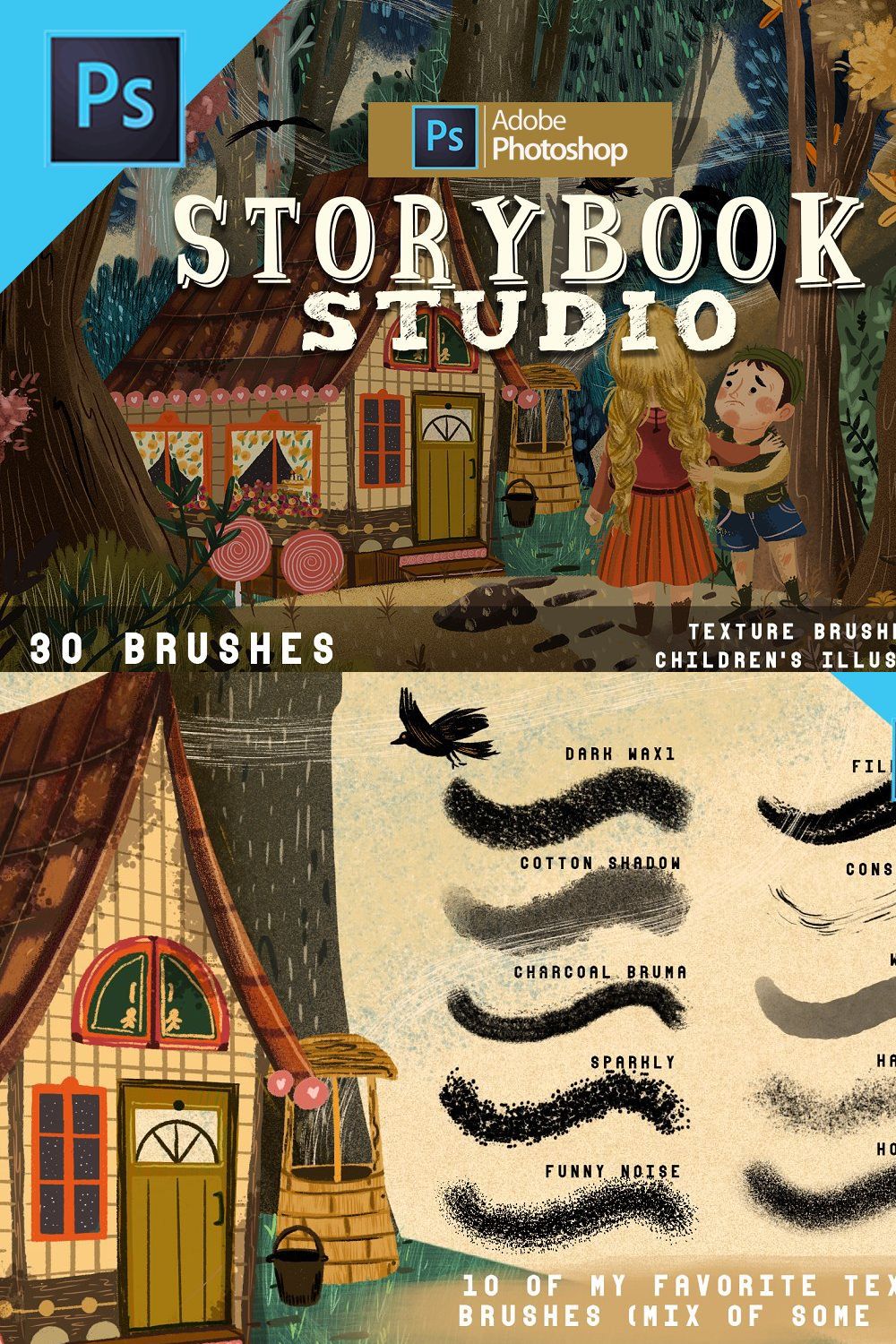 Storybook studio Photoshop pinterest preview image.