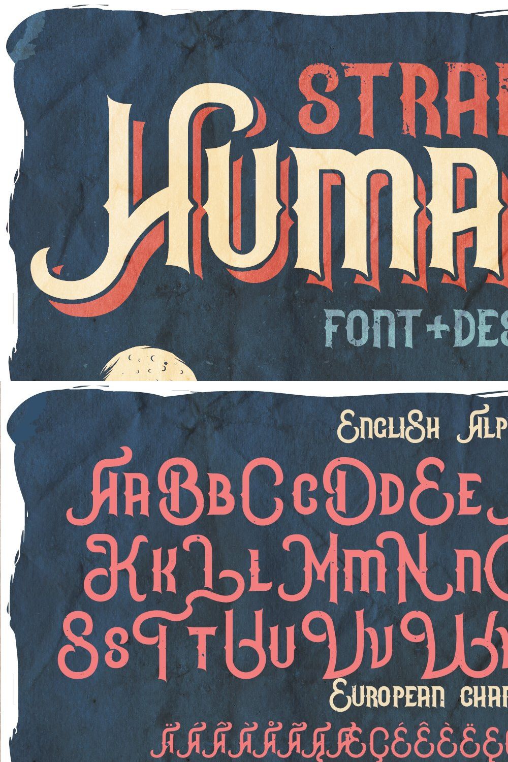 Stranger humanoid font and designs pinterest preview image.