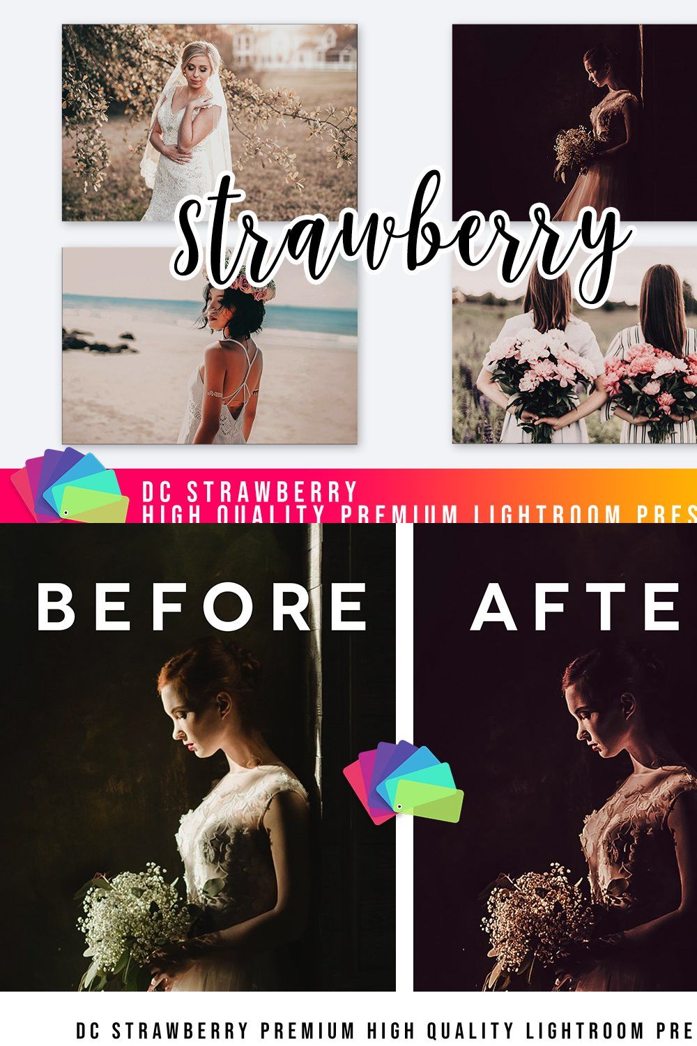 Strawberry Lightroom Presets V1 pinterest preview image.