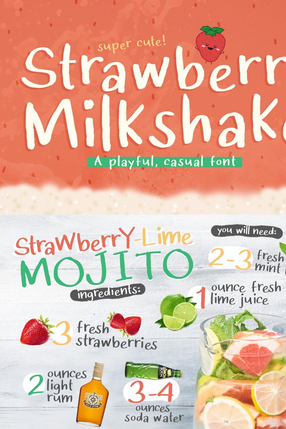 Strawberry Milkshake Font pinterest preview image.