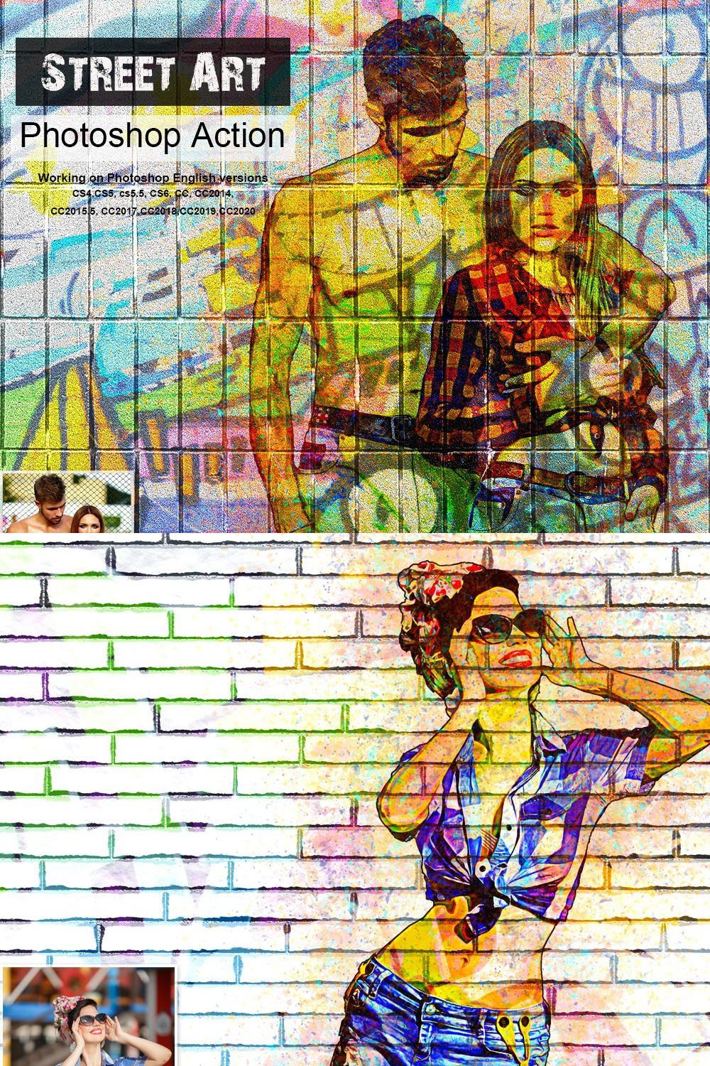 Street Art Photoshop Action,street a pinterest preview image.
