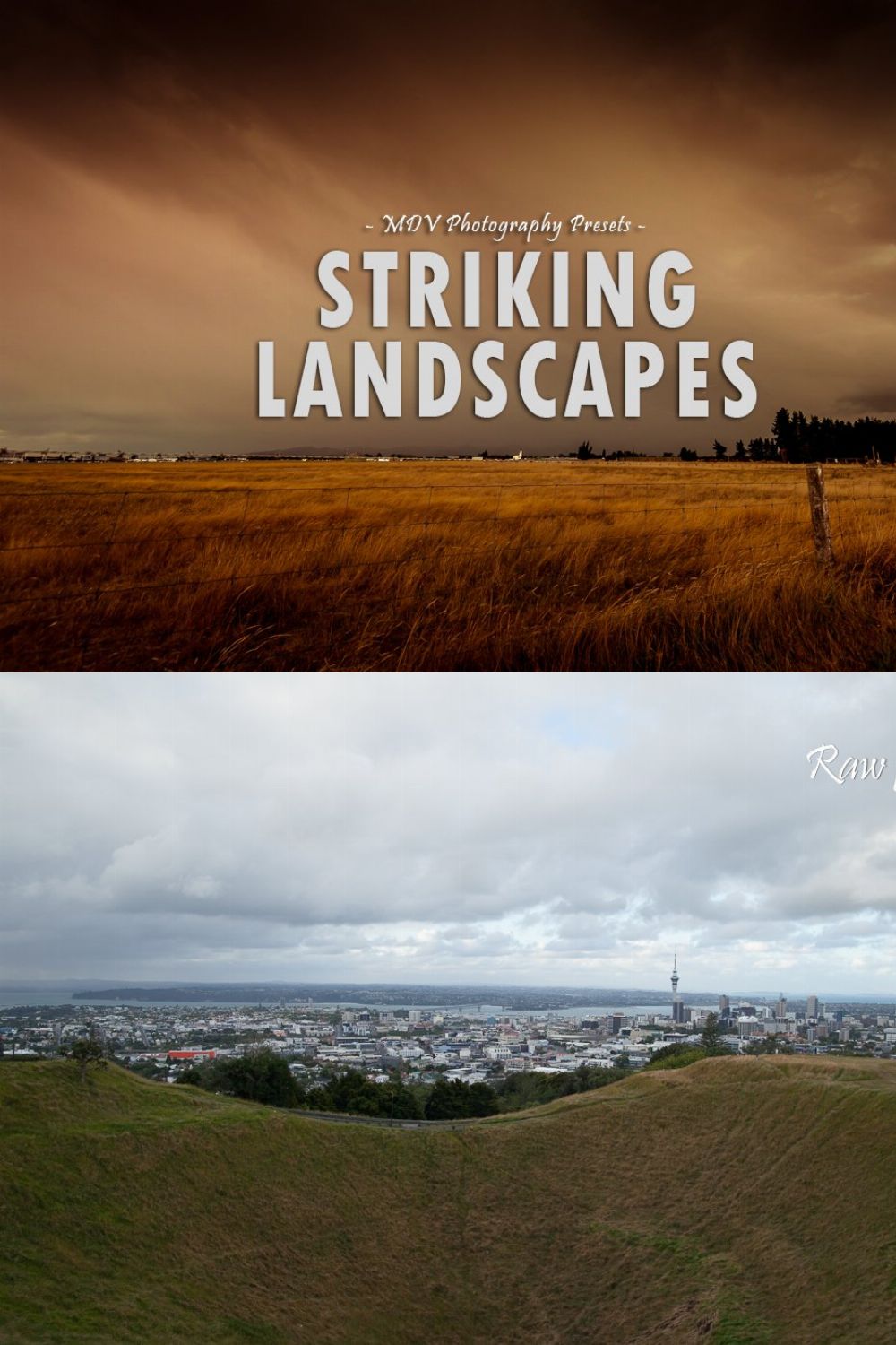 Striking Landscapes - LR presets pinterest preview image.